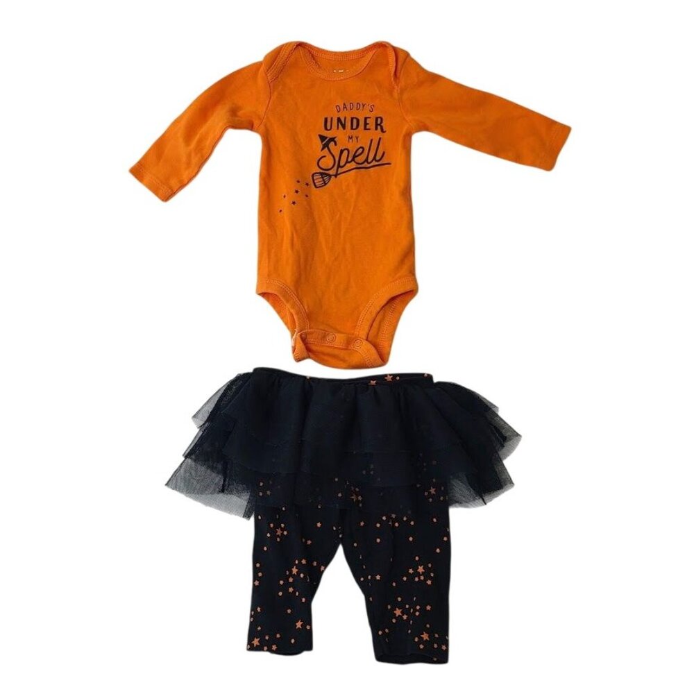 Child of Mine Carter’s 0-3M Halloween Bodysuit Tutu Leggings Set Under My Spell